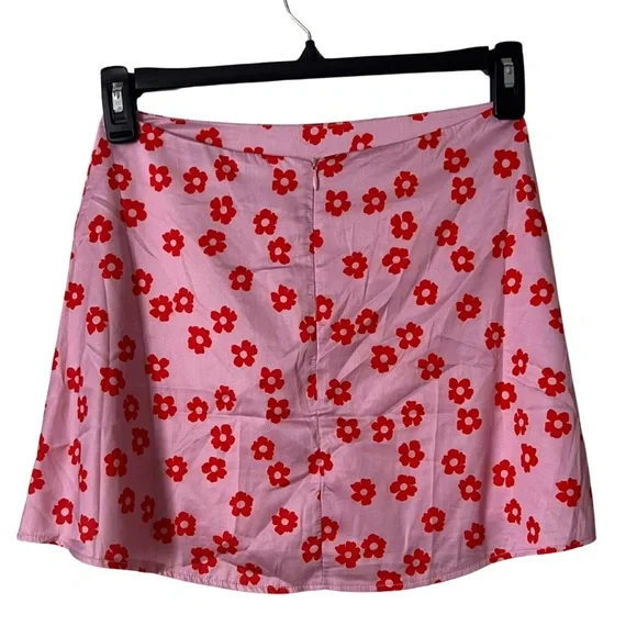 NWT Princess Polly Olton Pink Retro Floral Groovy Silky Mini Skirt, 6 - Picture 3 of 12